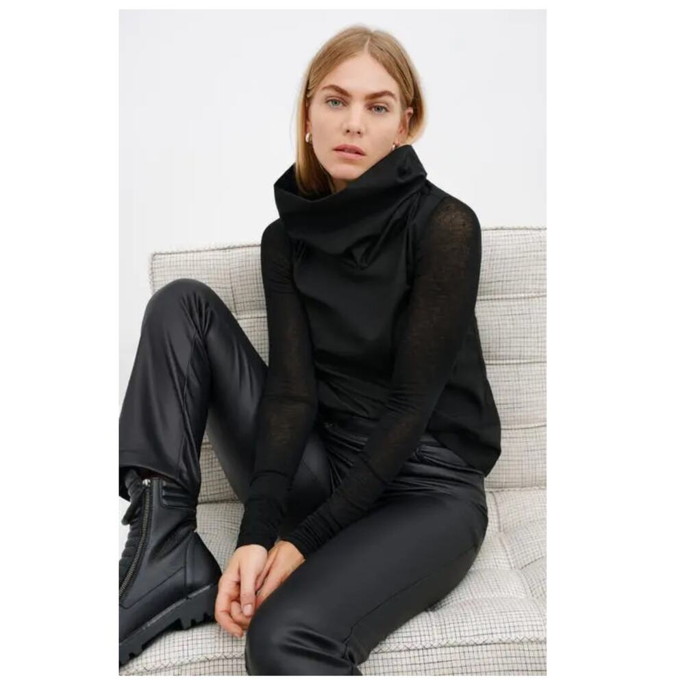 Marcella Atlantic Turtleneck Mixed Media Top Size Small